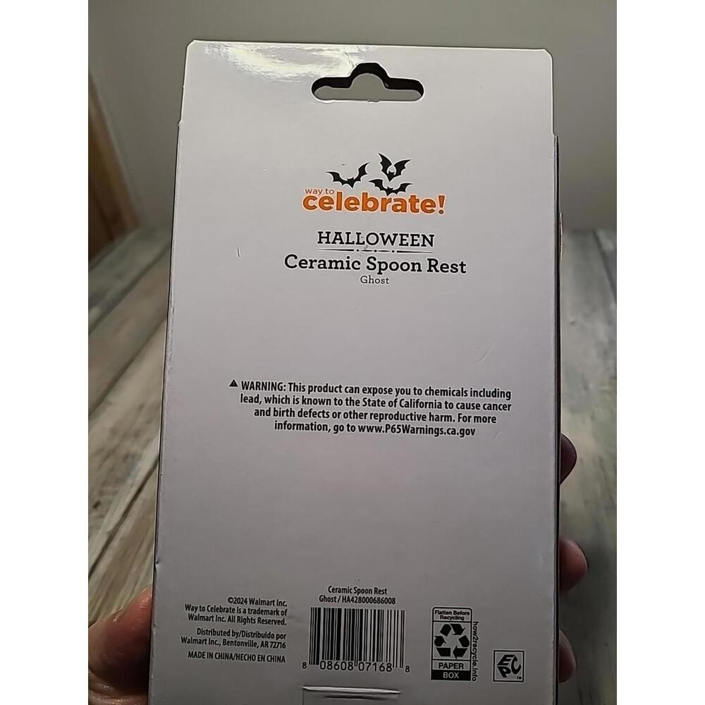 Way To Celebrate Ceramic Halloween White Ghost Spoon Rest Spooky, New - Picture 3 of 6